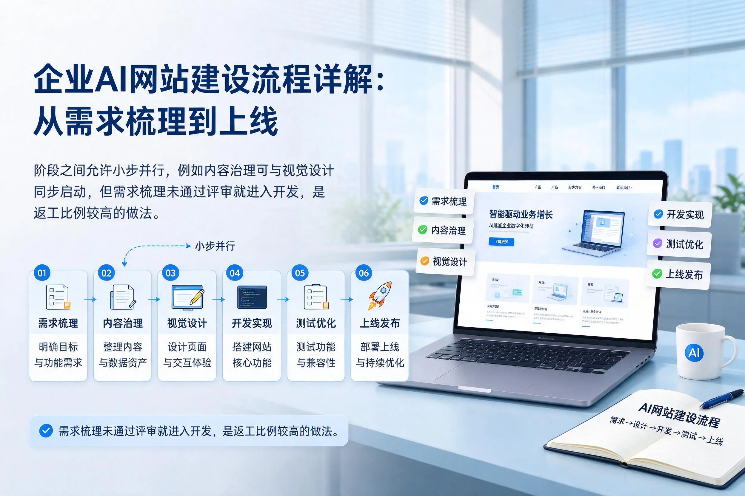 浙江企业AI网站建设流程详解:从需求梳理到上线