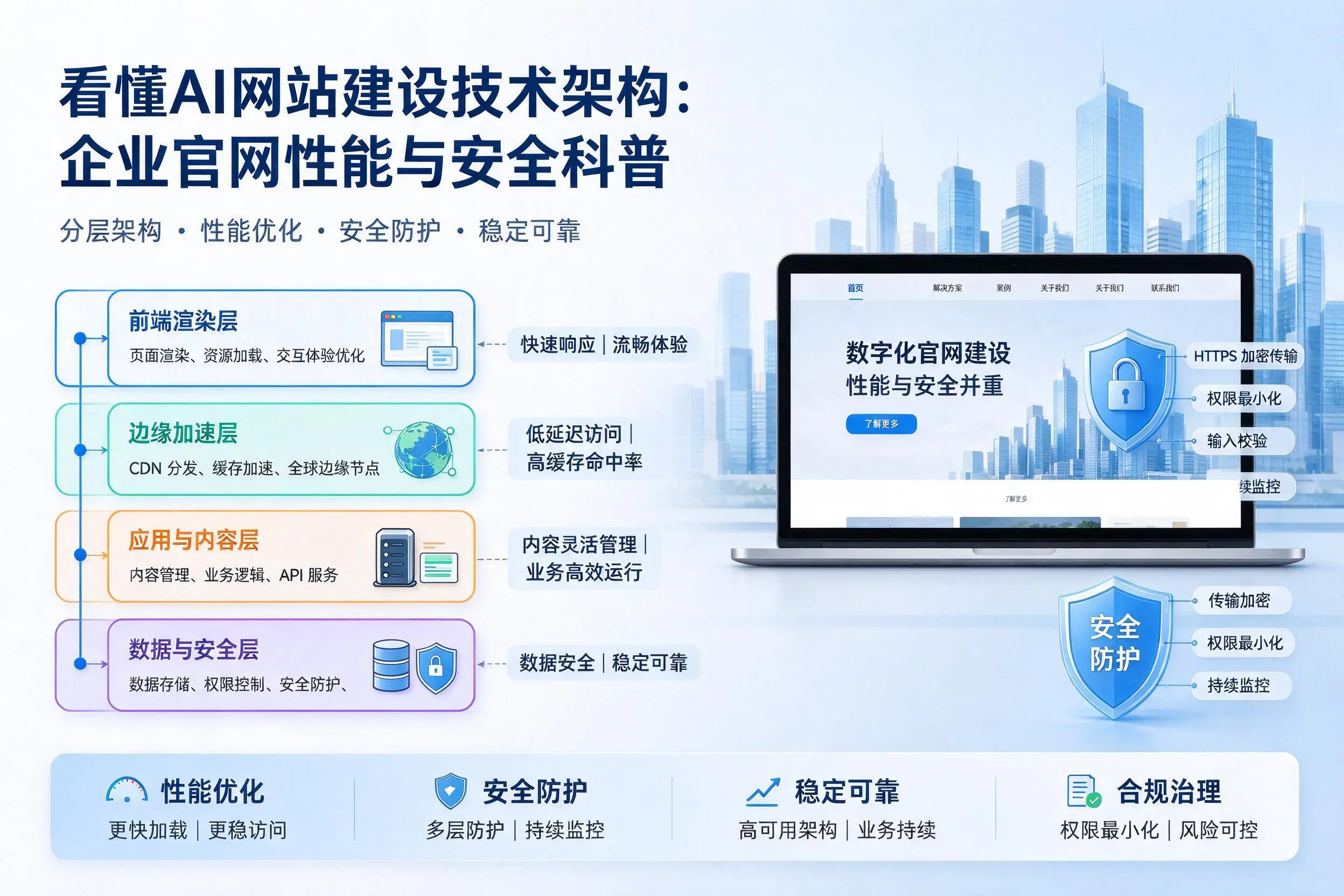 看懂AI网站建设技术架构:浙江企业官网性能与安全科普