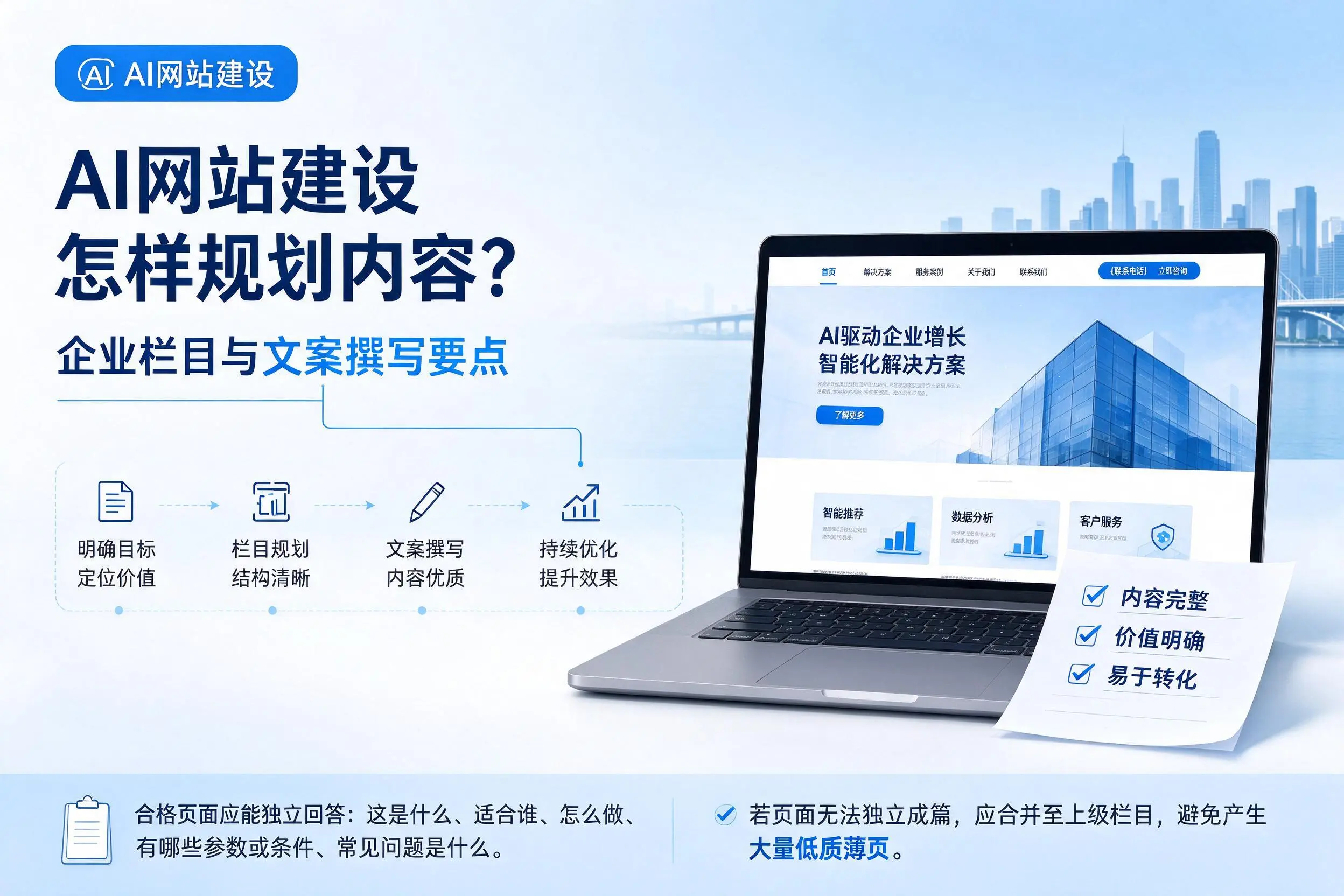 AI网站建设怎样规划内容?浙江企业栏目与文案撰写要点