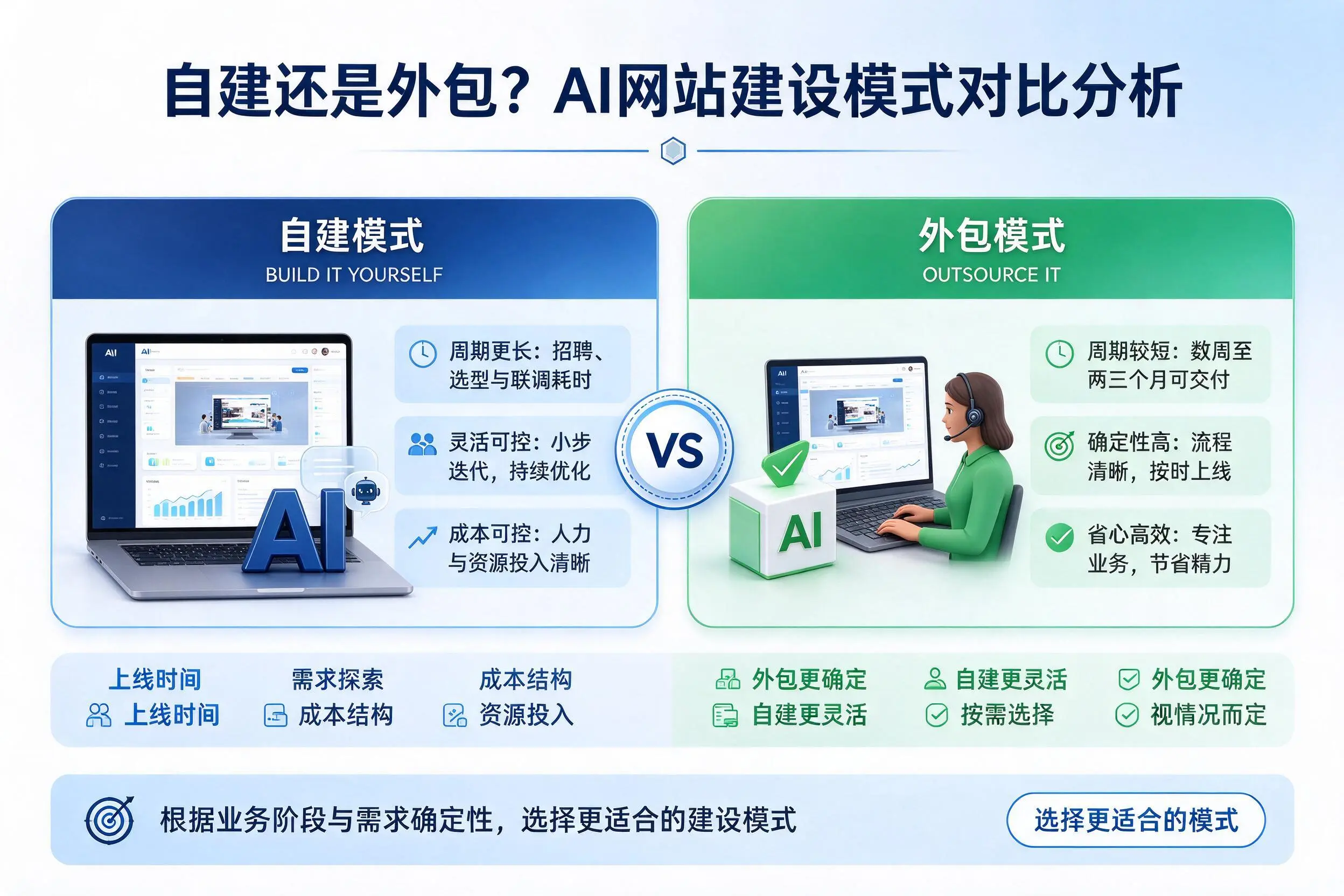 自建还是外包?浙江AI网站建设模式对比分析