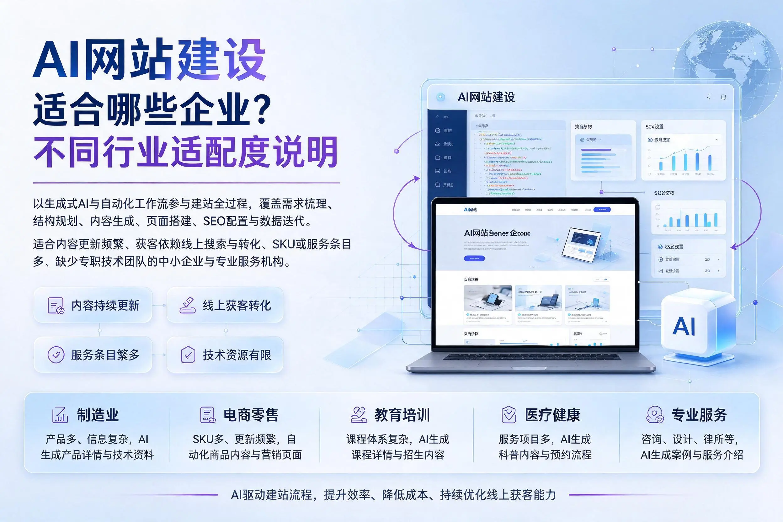 AI网站建设适合哪些企业?浙江不同行业适配度说明
